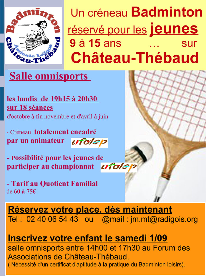 Badminton affiche créneau jeunes