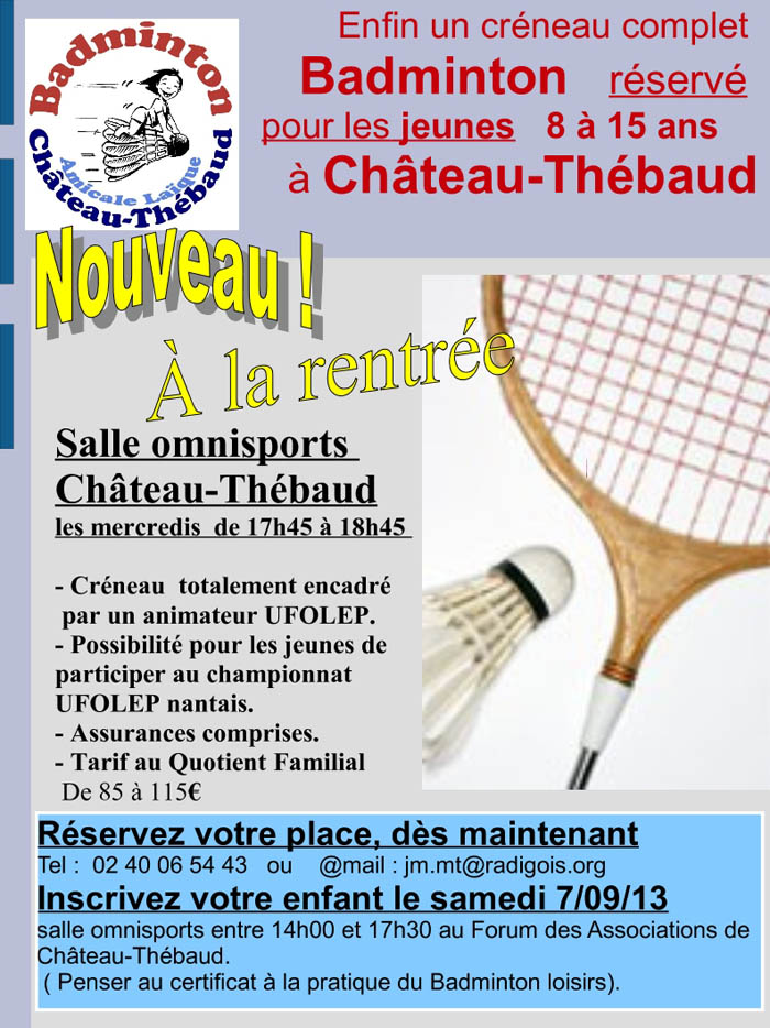 Badminton affiche créneau jeunes